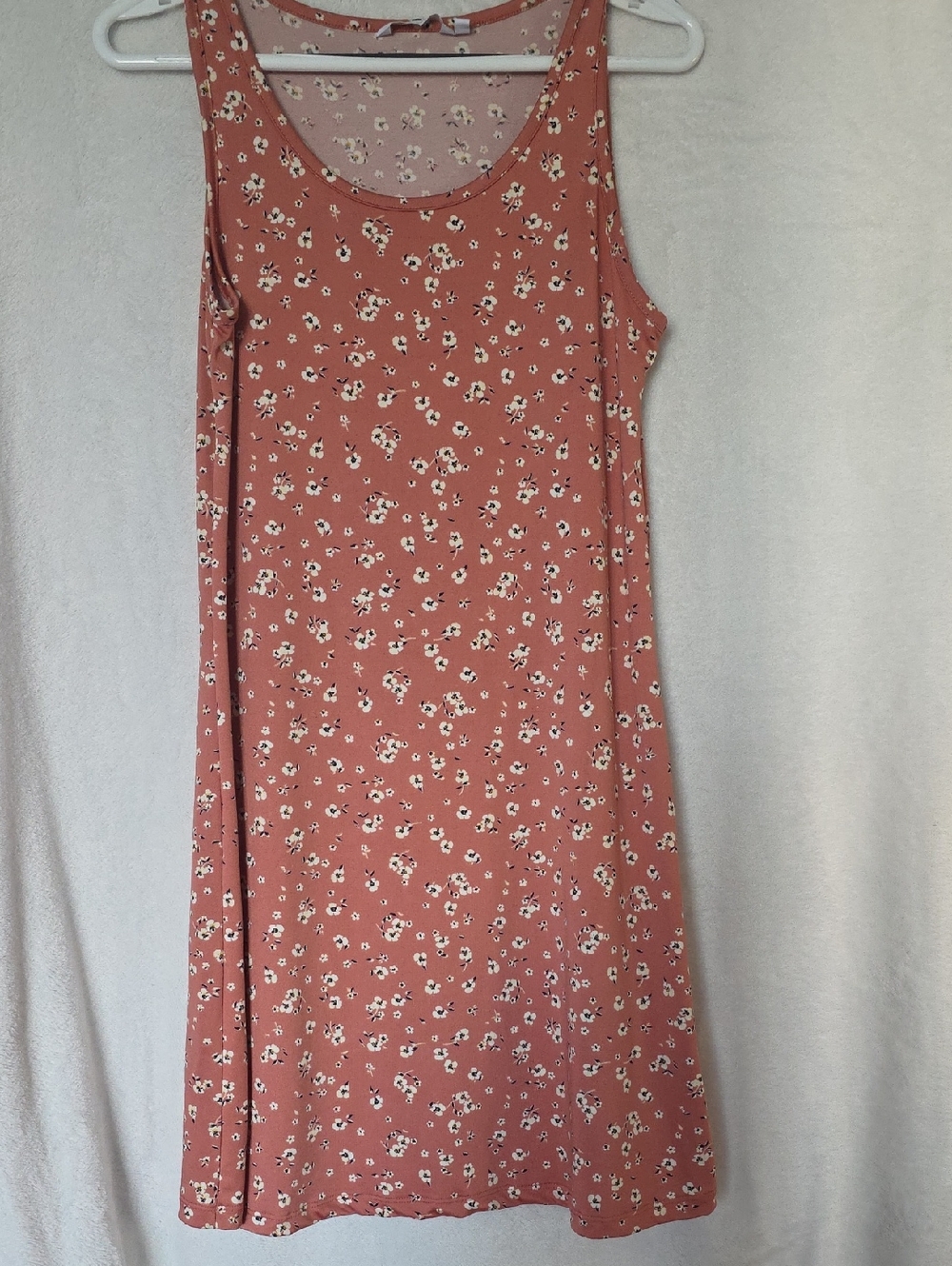 Sleeveless Floral Rust Pink Tank Dress